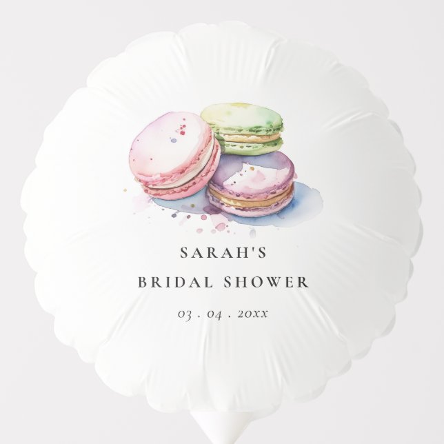 Watercolor French Macarons Bakery Bridal Shower Balloon (Front)