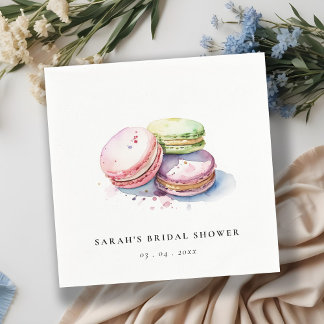 Watercolor French Macarons Bakery Bridal Shower Napkins