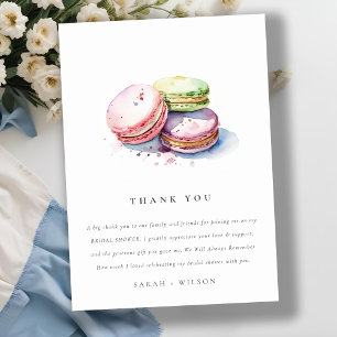 Watercolor French Macarons Bakery Bridal Shower Thank You Card