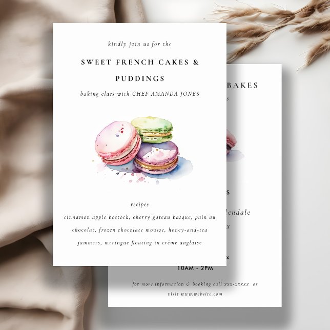 Watercolor French Macarons Bakery Cooking Class  Invitation (Creator Uploaded)