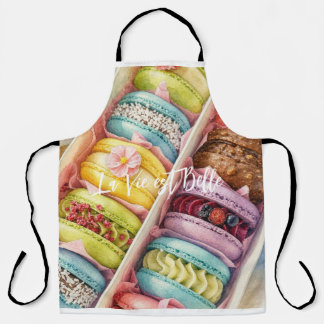 Watercolor French Macarons Box Apron