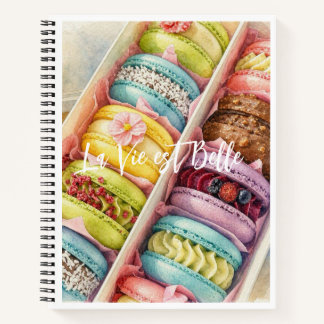 Watercolor French Macarons Box Spiral Notebook