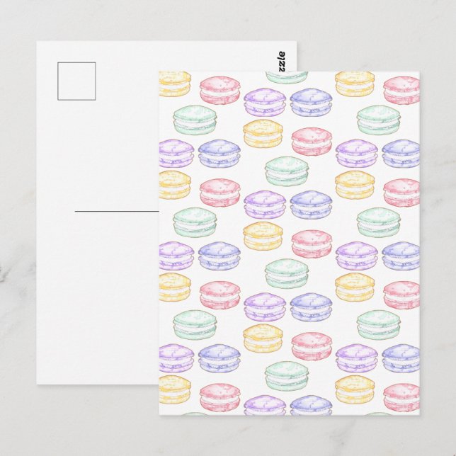 Watercolor French Macarons Postcard (Front/Back)