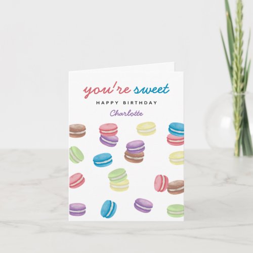Watercolor French Macarons Youre Sweet Birthday Card