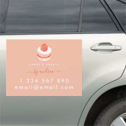 Watercolor French Sweet Cake Bakery Business Baker Car Magnet