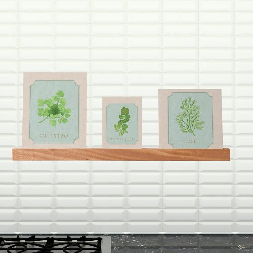 Watercolor Fresh Herbs Trio Picture Ledge