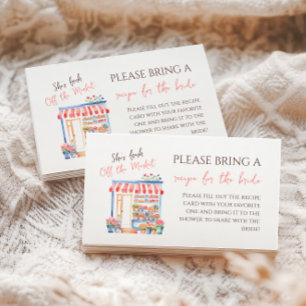 Watercolor Fresh Off Market Bridal Shower Recipe Enclosure Card