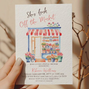 Watercolor Fresh Off Market Floral Bridal Shower Invitation