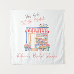 Watercolor Fresh Off Market Floral Bridal Shower Tapestry