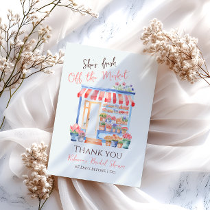 Watercolor Fresh Off Market Floral Bridal Shower Thank You Card