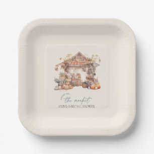 Watercolor, Fresh off the market bridal shower Paper Plates