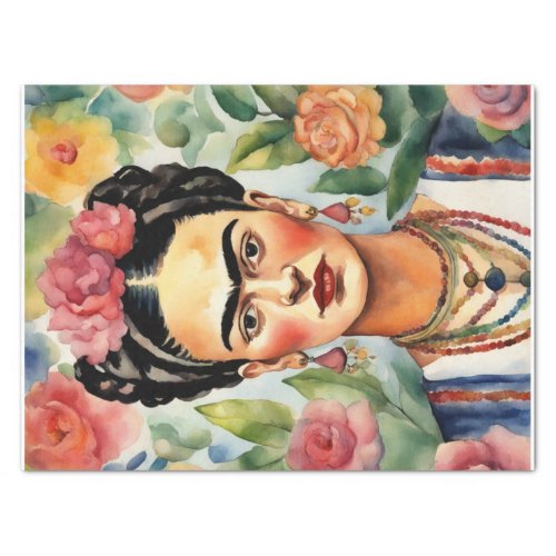 Watercolor Frida Kahlo Decoupage Tissue Paper