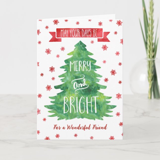 Watercolor Friend Merry Christmas Card (Front)