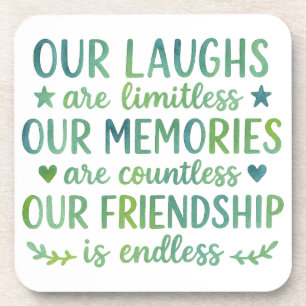 Watercolor Friendship Quote Beverage Coaster