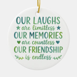 Watercolor Friendship Quote Ceramic Ornament