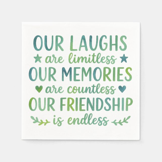 Watercolor Friendship Quote Napkins (Front)