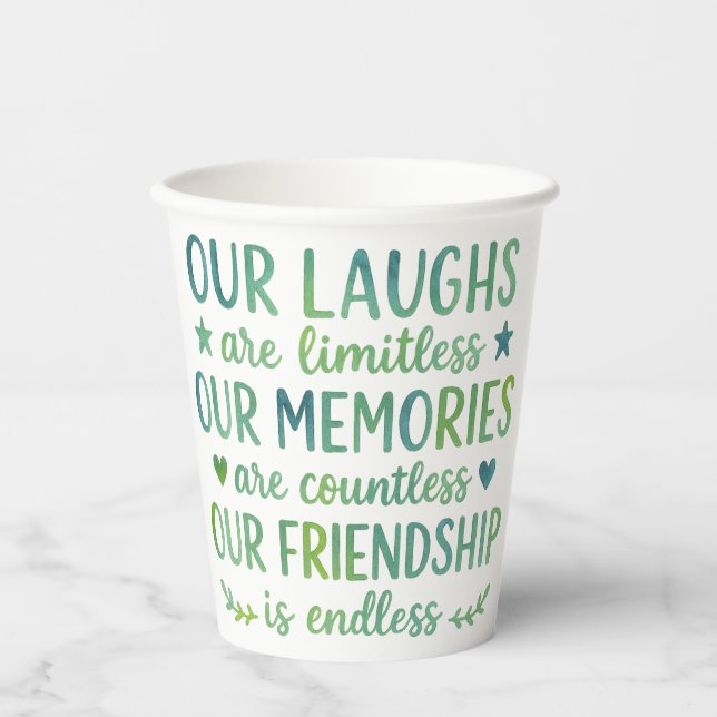 Watercolor Friendship Quote Paper Cups (Front)