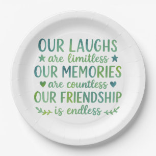 Watercolor Friendship Quote Paper Plates