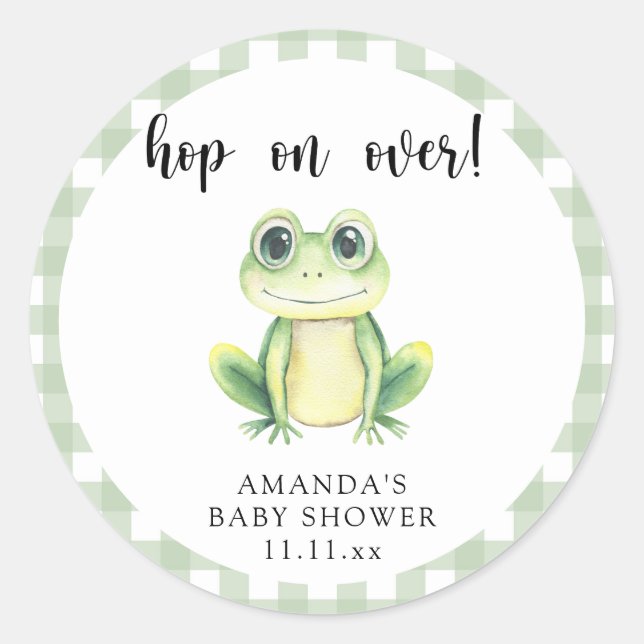 Watercolor frog baby shower classic round sticker (Front)