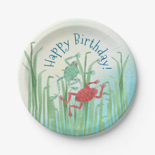Watercolor Frog Birthday Party Paper Plates