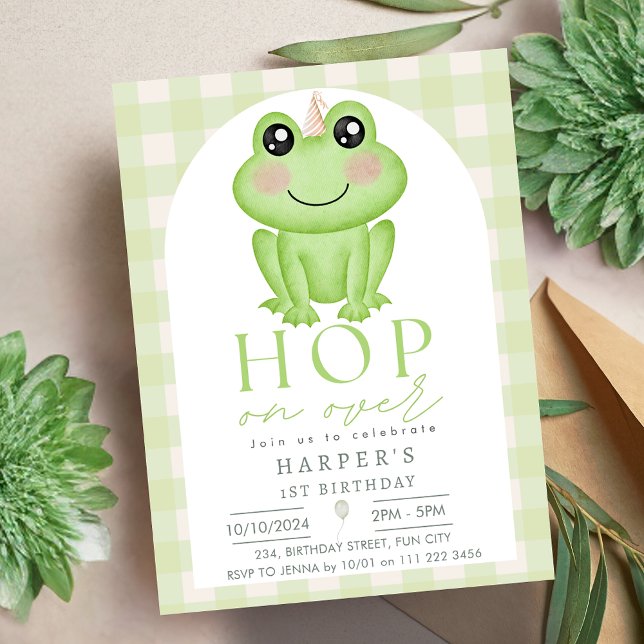 Watercolor Frog Hop On Over Cute Birthday Invitation (Watercolor Frog Hop On Over Cute Birthday Invitation)