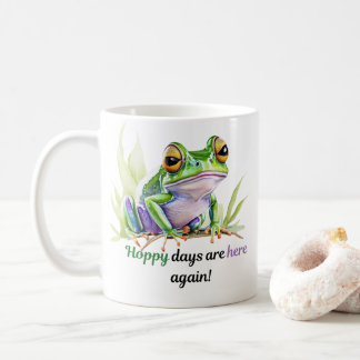 Watercolor frog with Hoppy days are here again. Coffee Mug