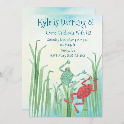 Watercolor Frogs Birthday Invitation