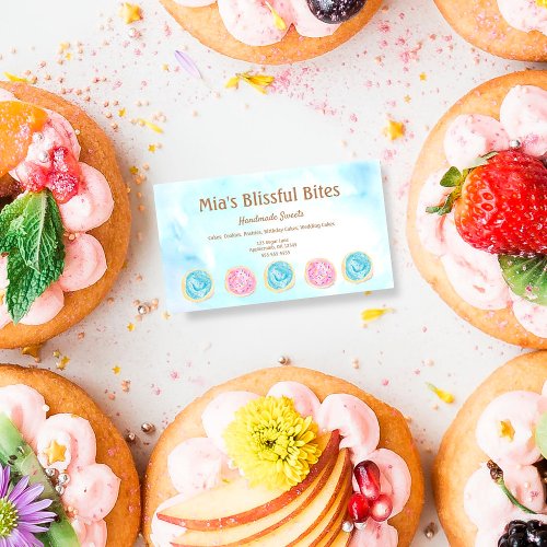 Watercolor Frosted Sugar Cookies Bakery  Business Card
