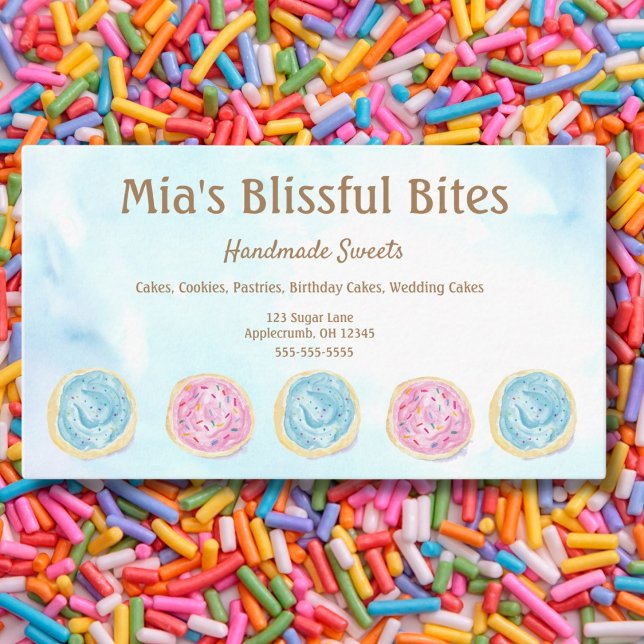 Watercolor Frosted Sugar Cookies Bakery  Business Card (Creator Uploaded)
