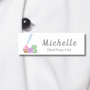 Watercolor Frosting Cupcake Bakery, Catering Name Tag