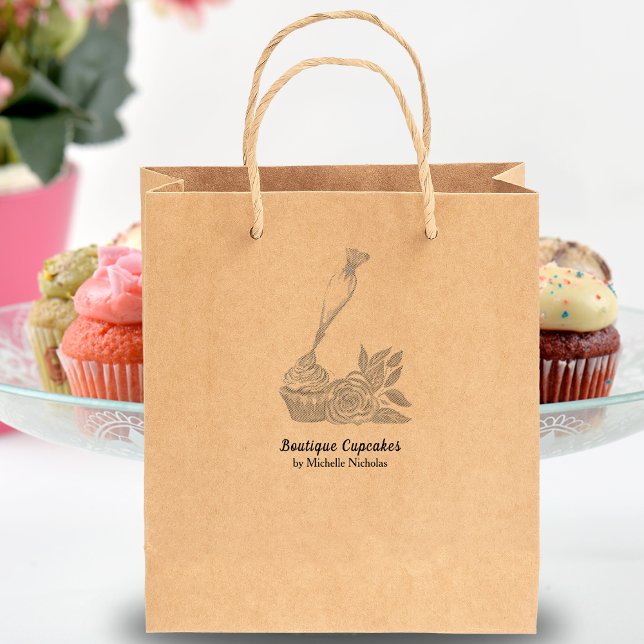 Watercolor Frosting Cupcake Bakery, Catering Rubber Stamp (Creator Uploaded)