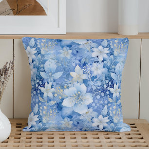 Watercolor Frozen Garden Throw Pillow