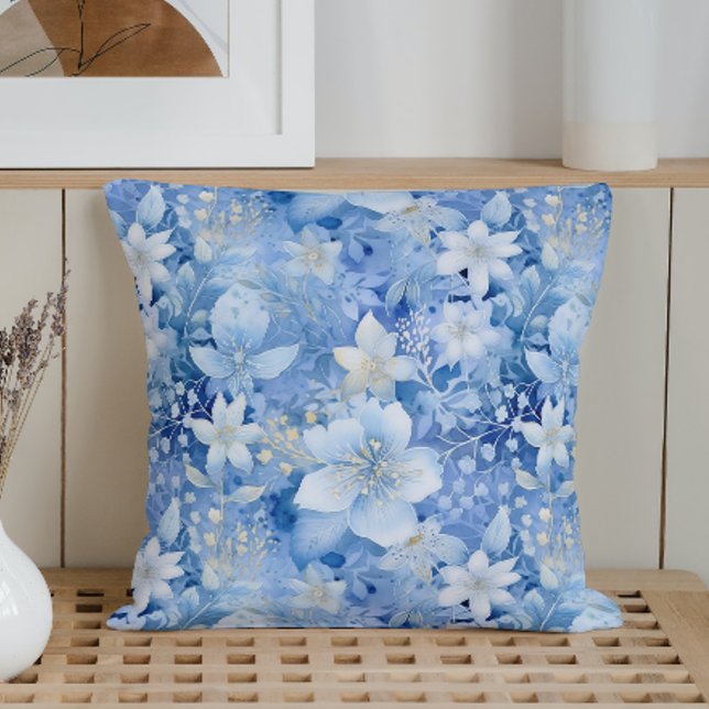 Watercolor Frozen Garden Throw Pillow (Creator Uploaded)