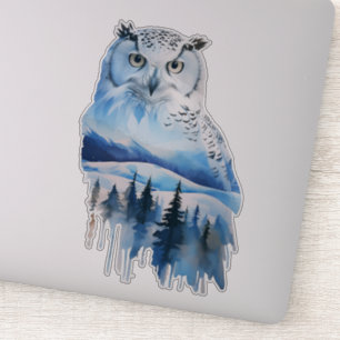 Watercolor Frozen Tundra Snowy Owl Sticker
