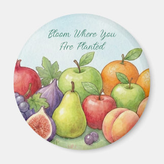 Watercolor Fruit Abundance, Tu Bishvat Background Magnet