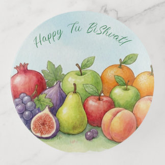 Watercolor Fruit Abundance, Tu Bishvat Background Trinket Tray
