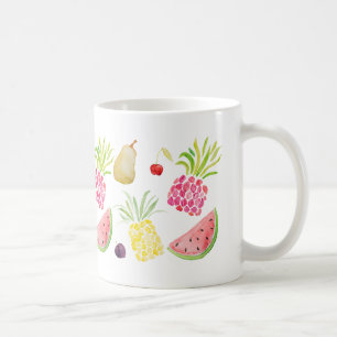 Watercolor fruit cherry pineapple watermelon coffee mug