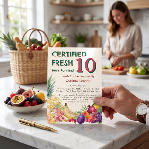 Watercolor Fruit Farm 10th Birthday Celebration I Invitation