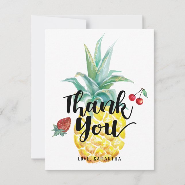 Watercolor Fruit Flat Thank You Card (Front)