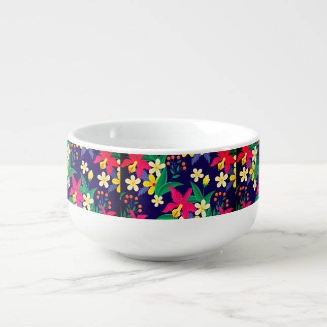 Watercolor Fruit Floral Pattern-23768 Soup Mug (Front)