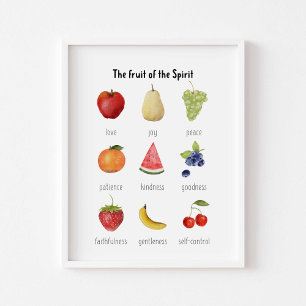 Watercolor fruit of the spirit poster