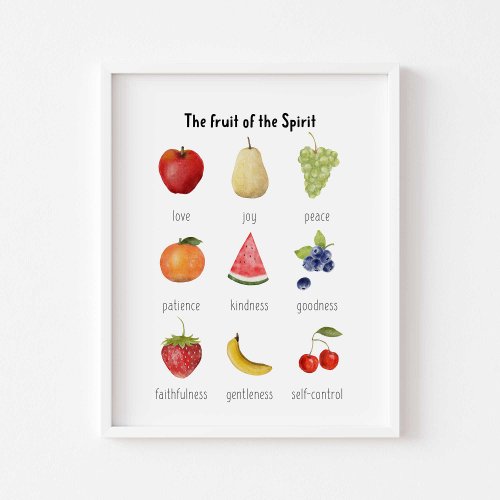 Watercolor fruit of the spirit poster