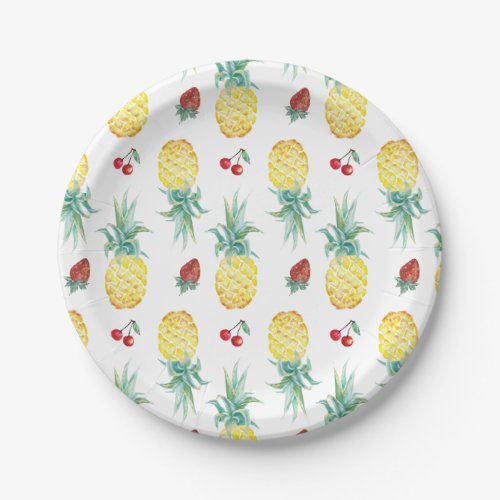 Watercolor Fruit Pattern Paper Plates