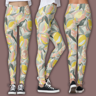 Watercolor Fruit Pattern | Vibrant Citrus Leggings