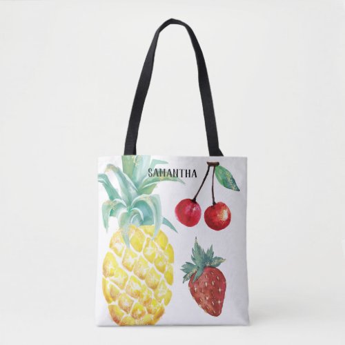 Watercolor Fruit Print Tote Bag