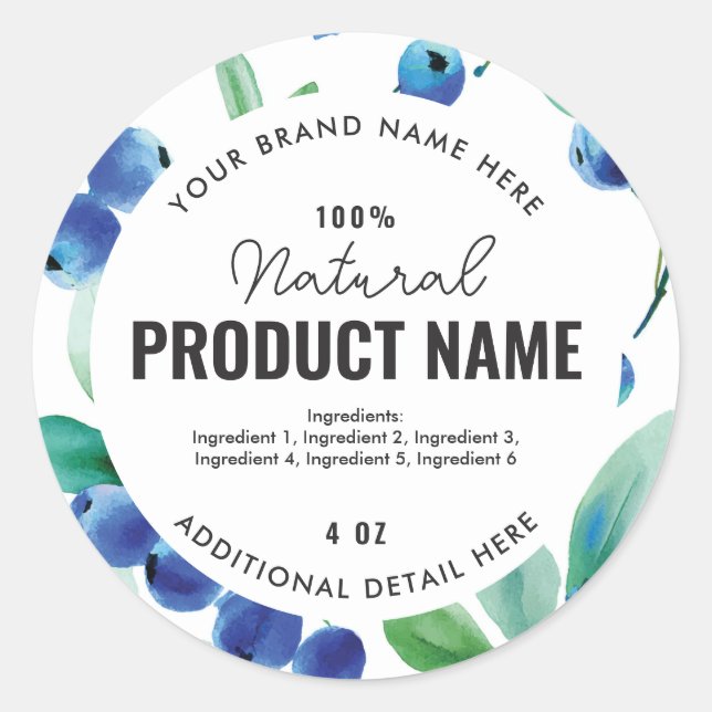 Watercolor fruit  Product Round Label (Front)