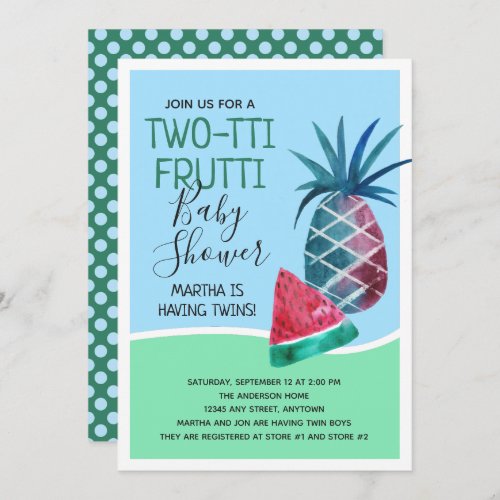 Watercolor Fruit Two_tti Fruiti Twins Baby Shower Invitation