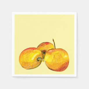 Watercolor fruit yellow pear fruit napkins