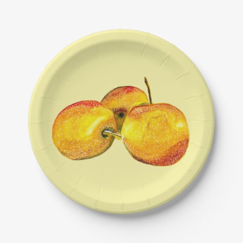 Watercolor fruit yellow pear fruit paper plates