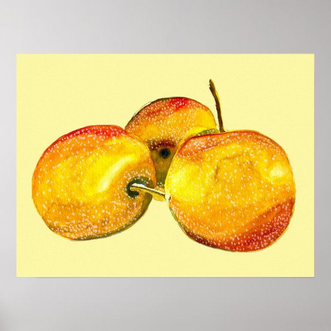 Watercolor fruit yellow pear fruit poster (Front)